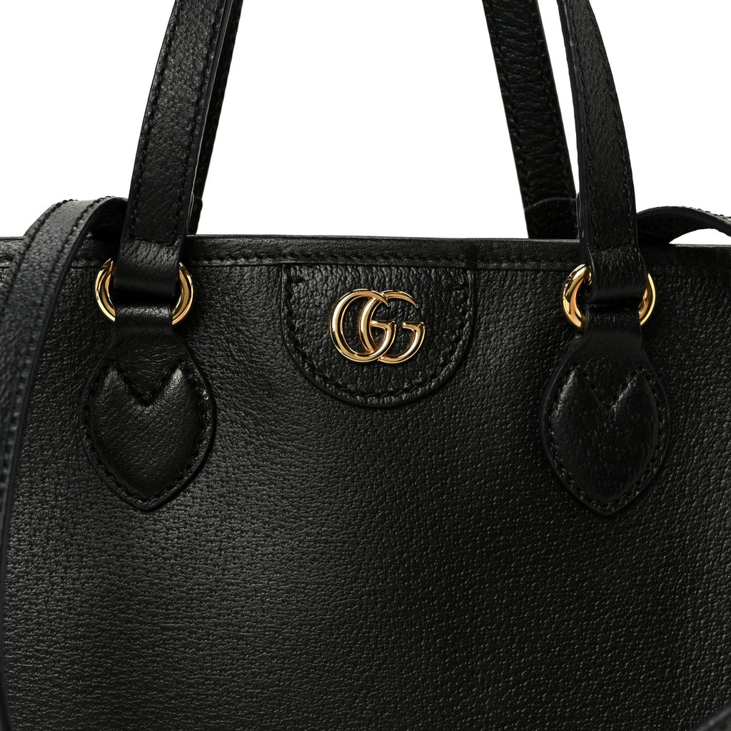 Gucci Textured Dollar Calfskin Small Ophidia Shoulder Tote Bag Black