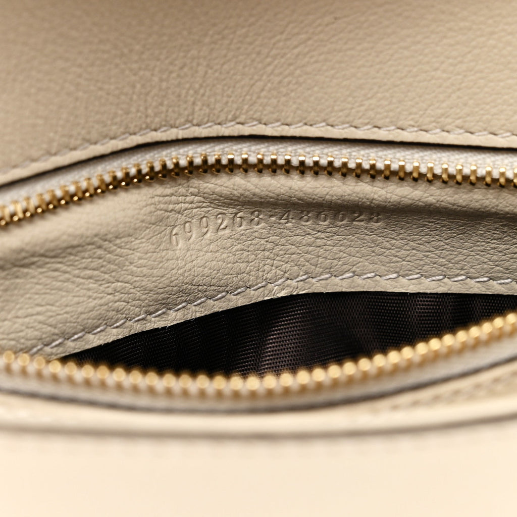 Gucci Roxy Calfskin Blondie Chain Shoulder Flap Bag Mystic White