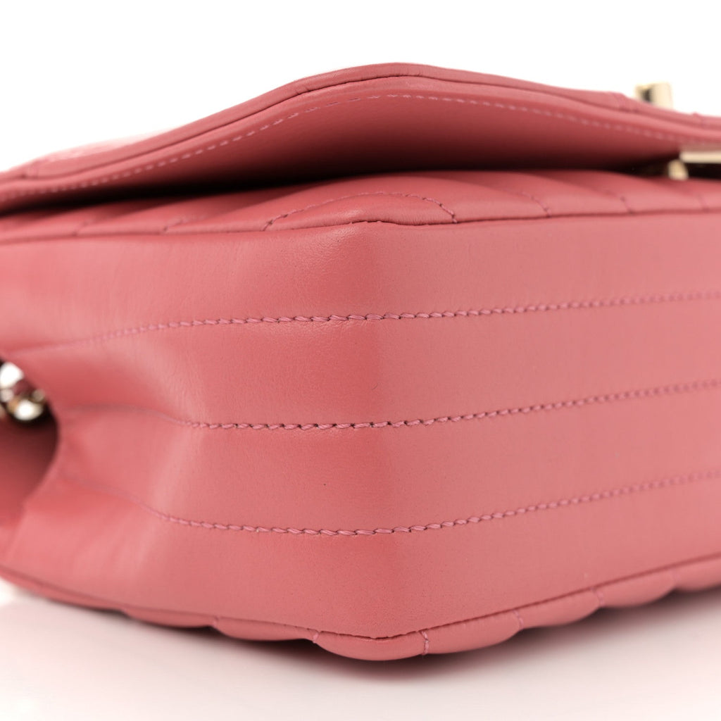 Chanel Calfskin Chevron Quilted Mini Statement Flap Pink