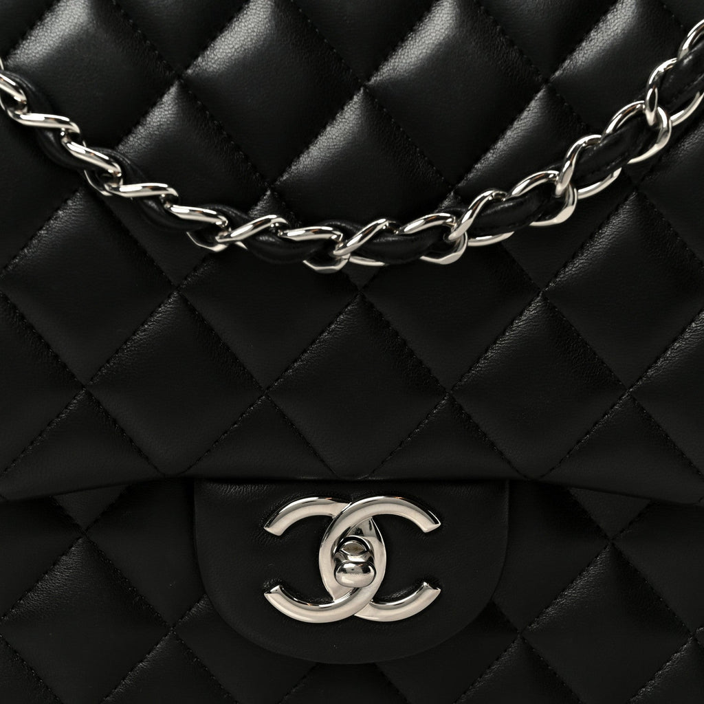 Chanel Lambskin Quilted Maxi Double Flap Black