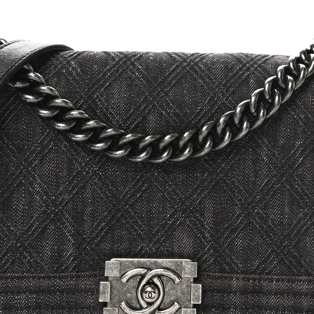 Chanel Denim Quilted Medium Boy Flap Black