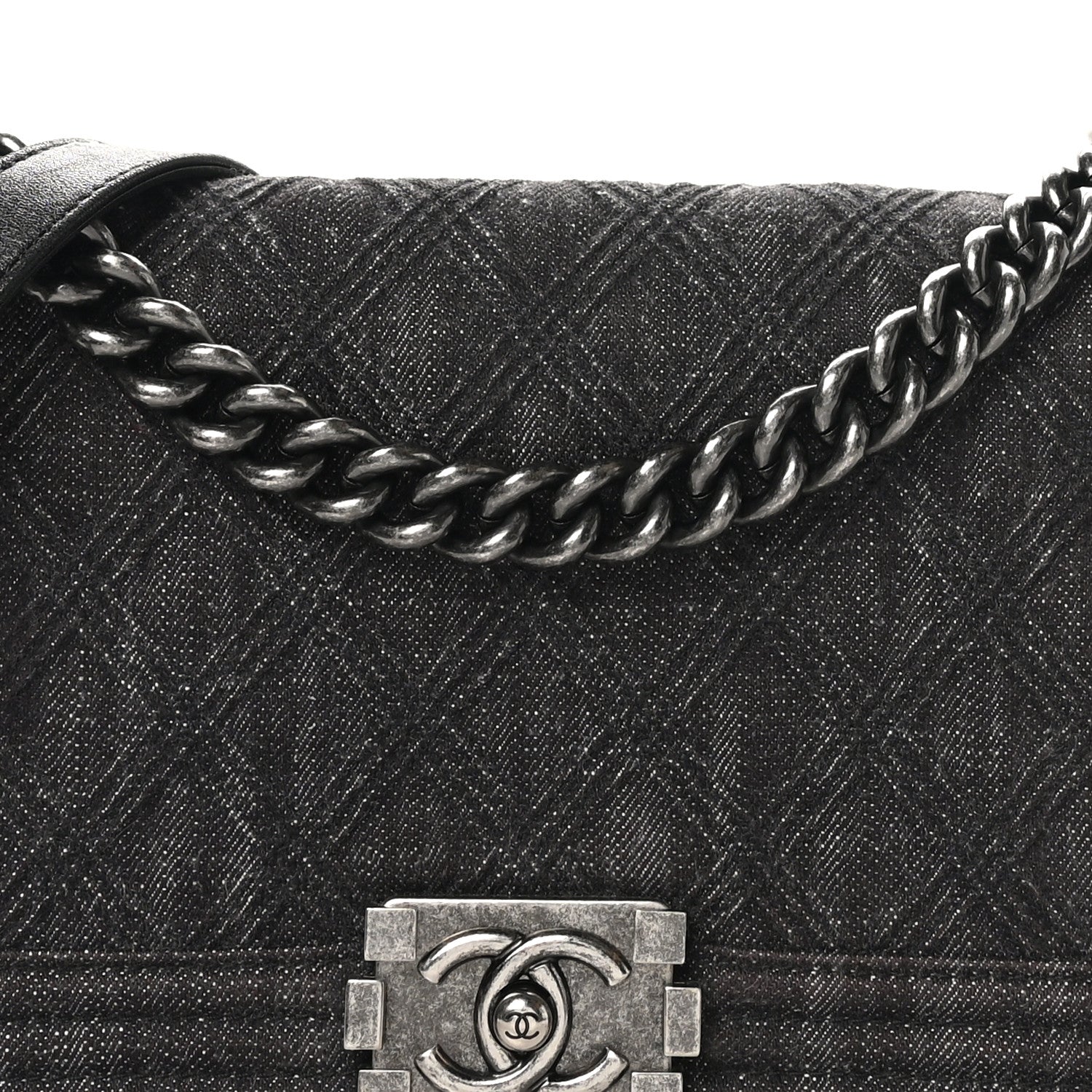 Chanel Denim Quilted Medium Boy Flap Black