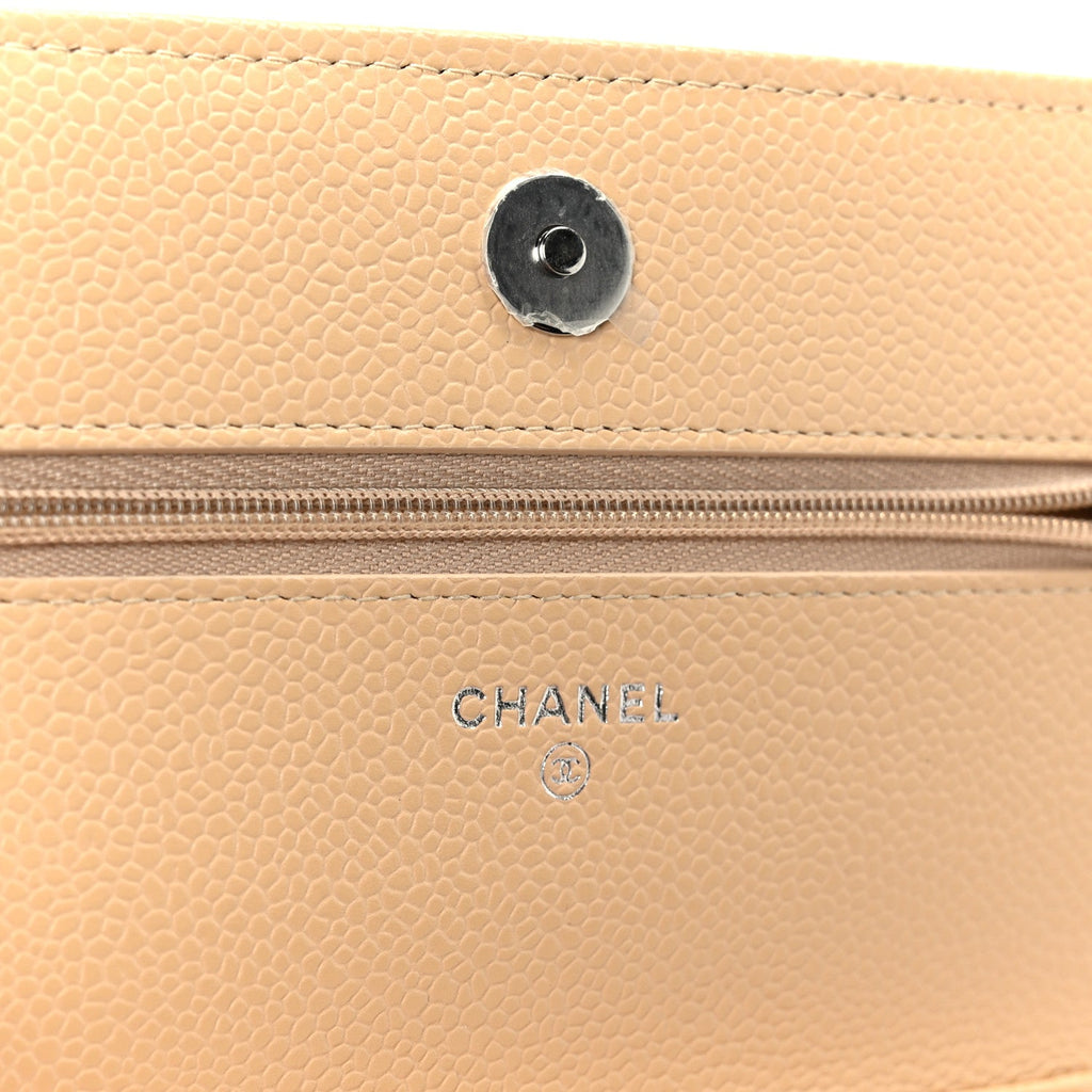 Chanel Caviar Quilted Wallet on Chain WOC Beige