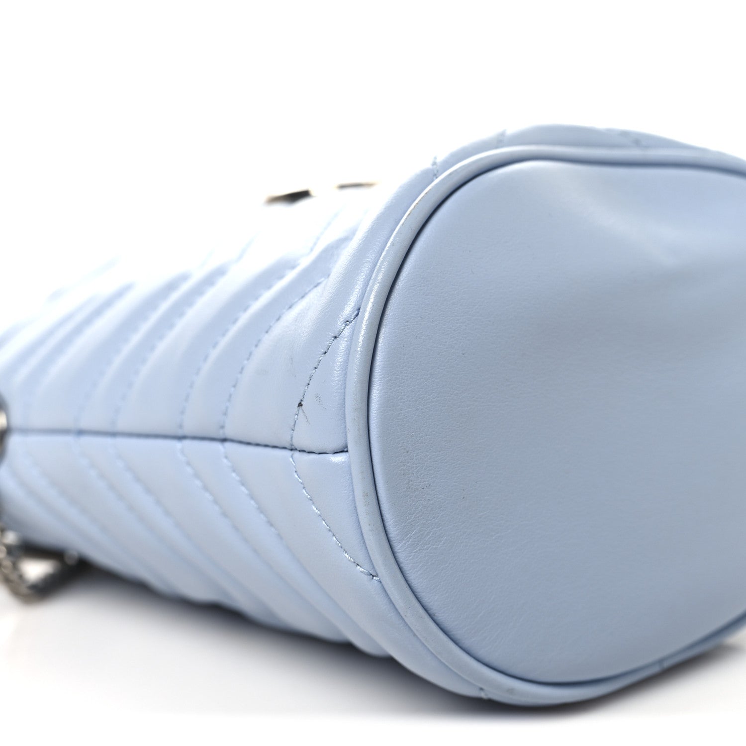 Gucci Calfskin Matelasse Mini GG Marmont 2.0 Bucket Bag Porcelain Light Blue
