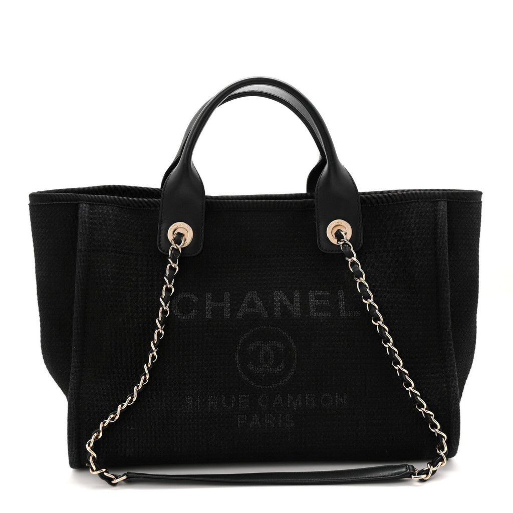 Chanel Mixed Fibers Small Deauville Tote Black