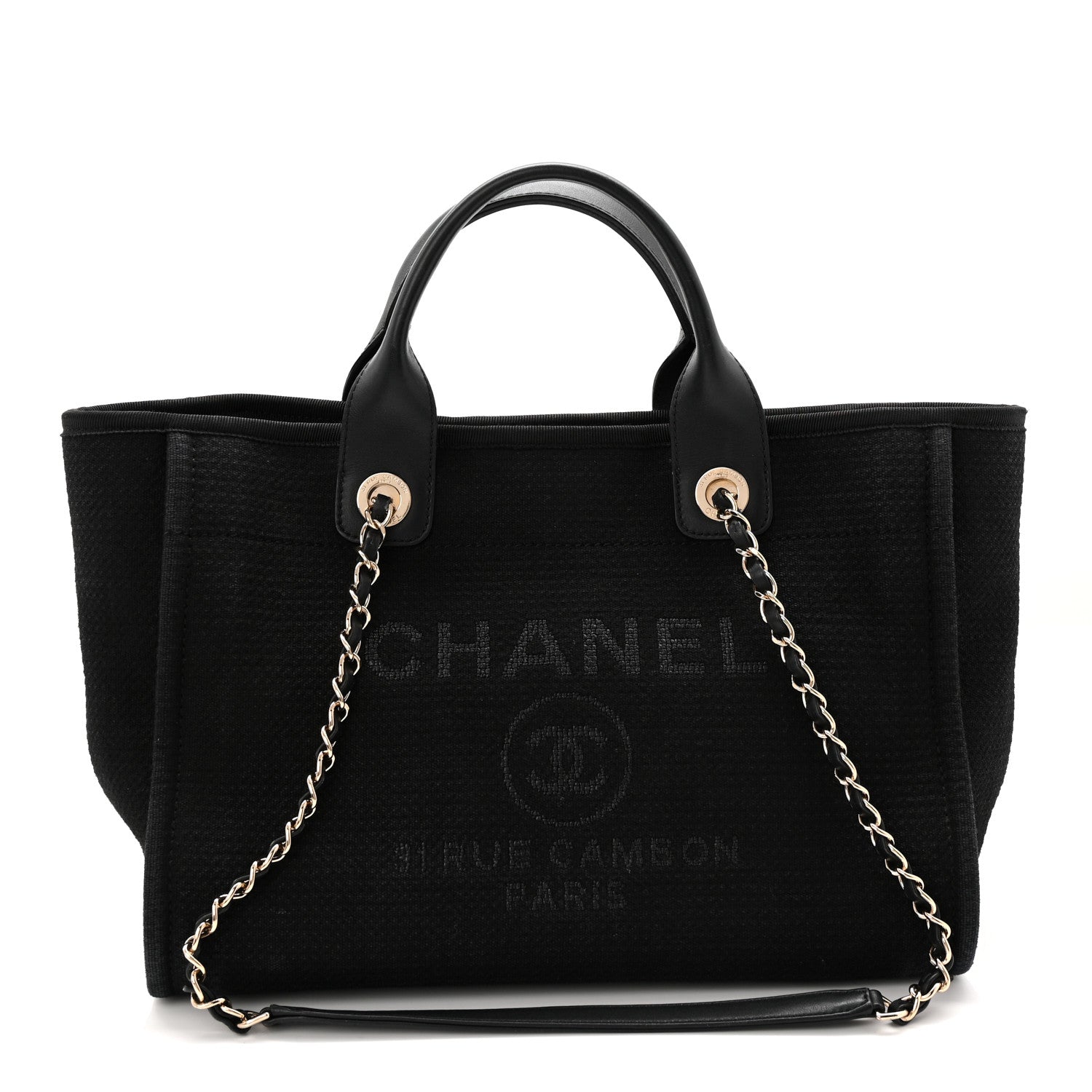 Chanel Mixed Fibers Small Deauville Tote Black