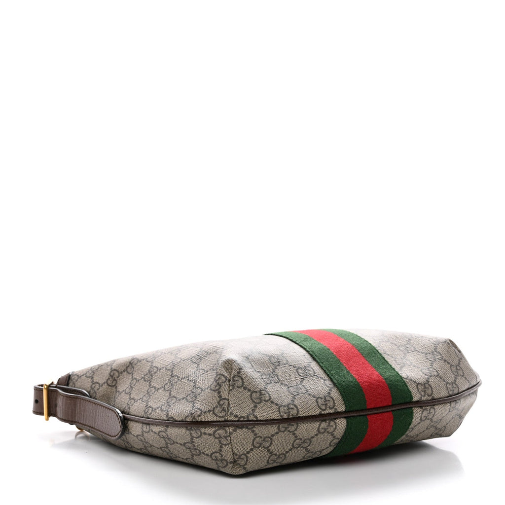 Gucci GG Supreme Monogram Web Small Ophidia Half Moon Hobo Brown