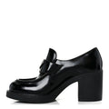 Prada Spazzolato Metal Triangle Logo 85mm Loafers 40 Black