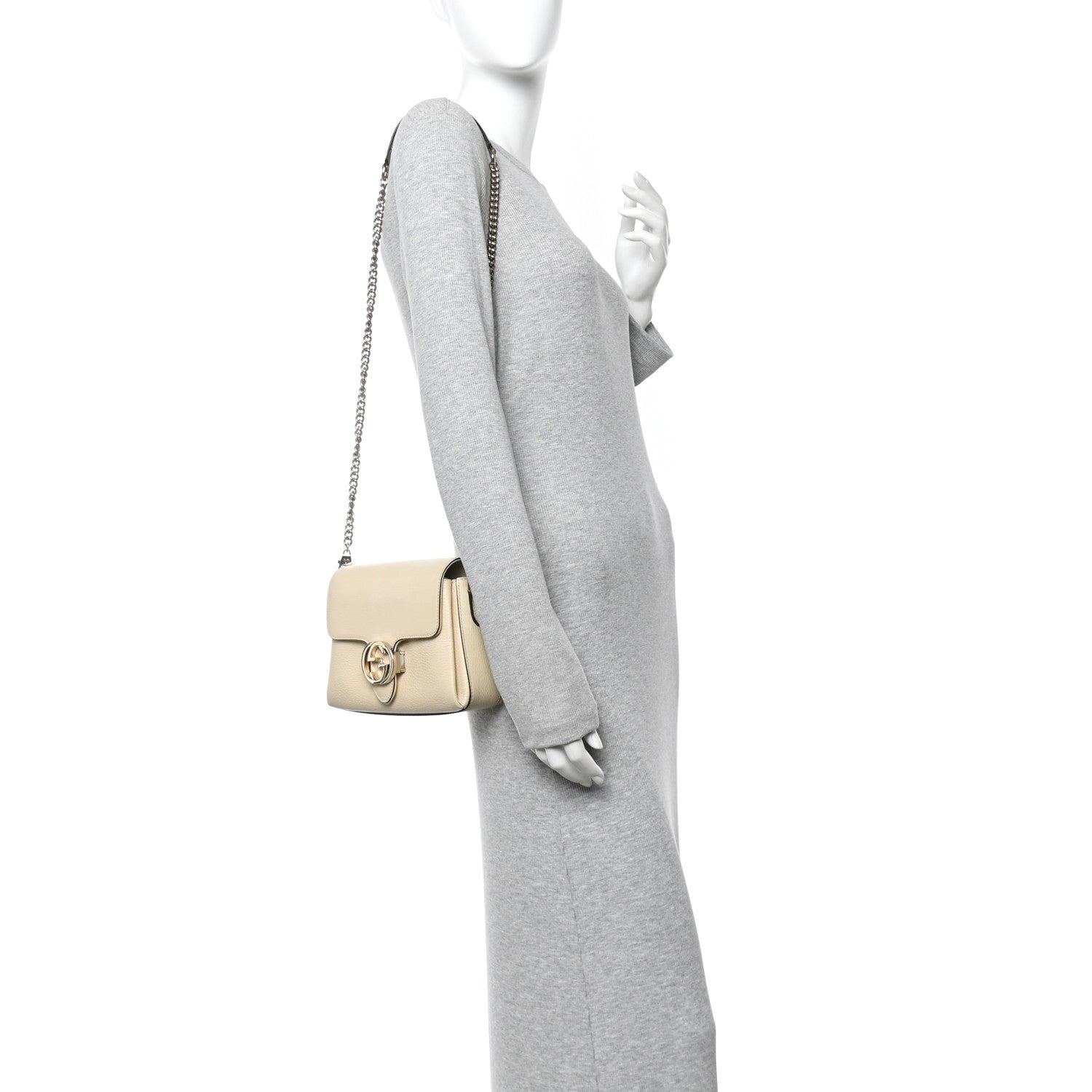 Gucci Dollar Calfskin Interlocking G Crossbody Bag Mystic White