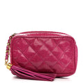Lizard Quilted Tassel Clutch Pink