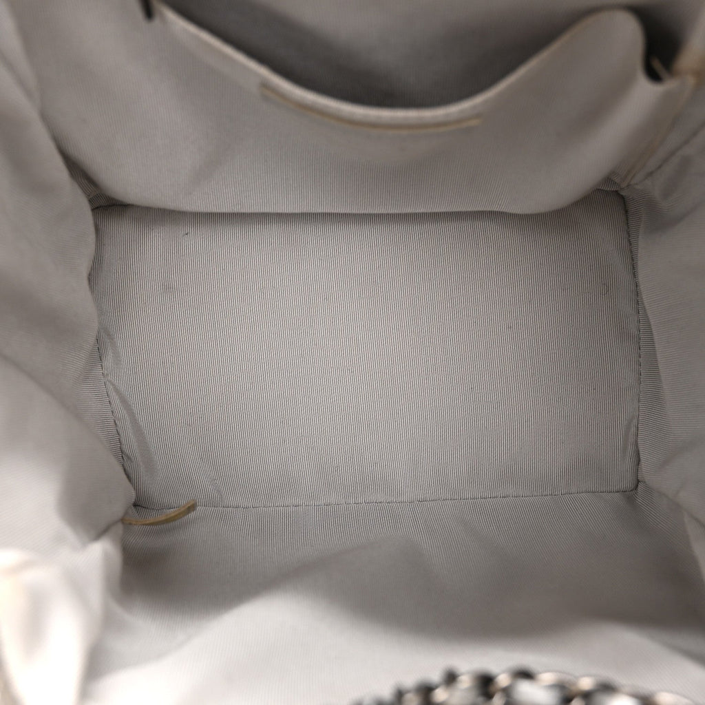 Chanel Iridescent Calfskin Chevron Small Urban Spirit Drawstring Bag Silver