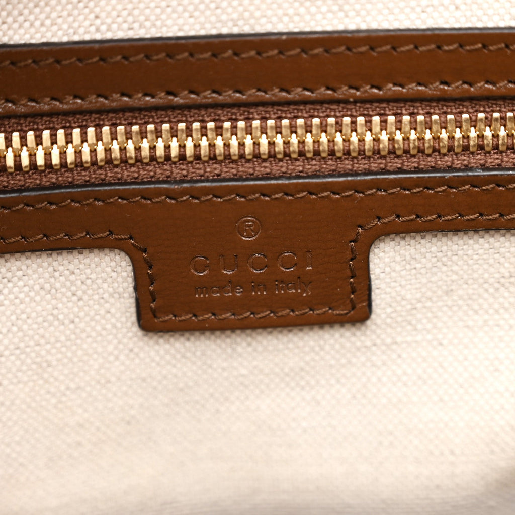 Gucci GG Supreme Monogram Azalea Calfskin Retro Interlocking G Buckle Backpack Beige Ebony Brown Sugar