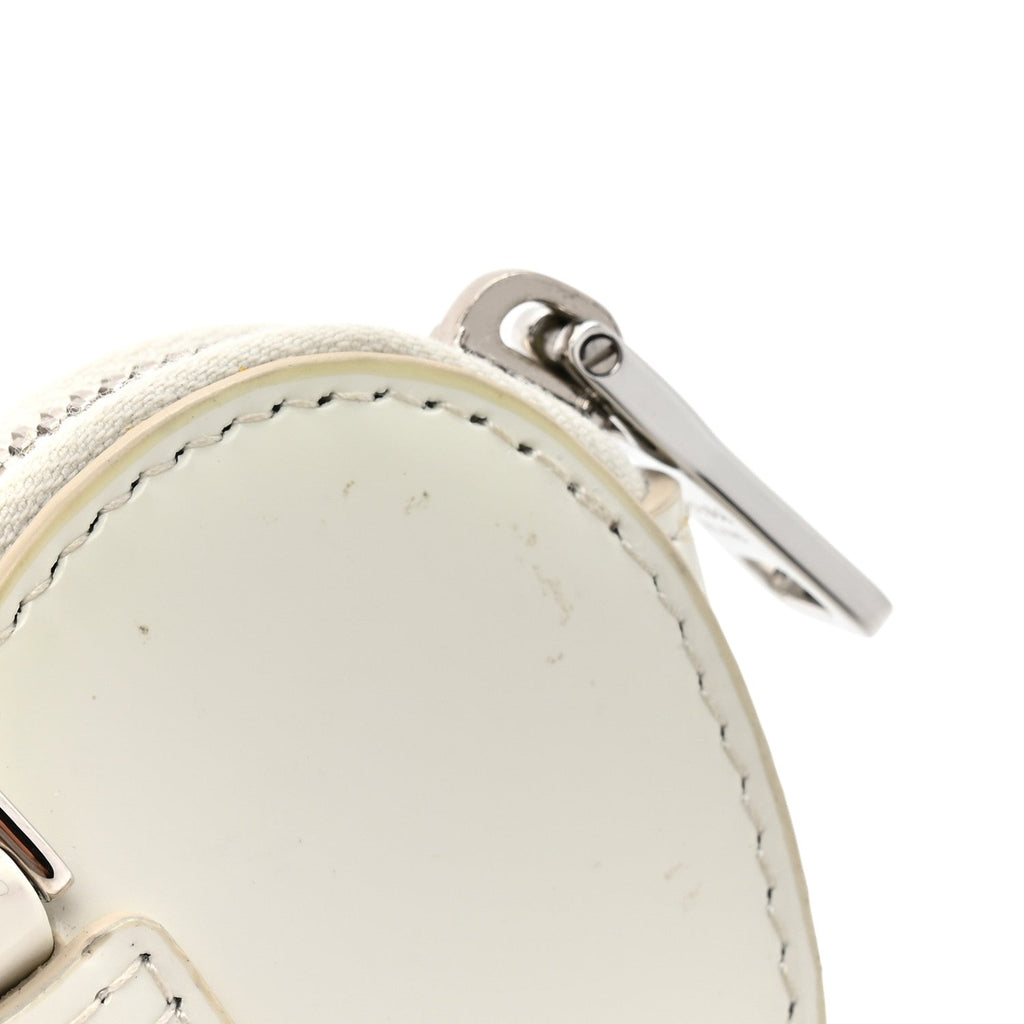 Prada Spazzolato Heart Coin Pouch Bag Charm White
