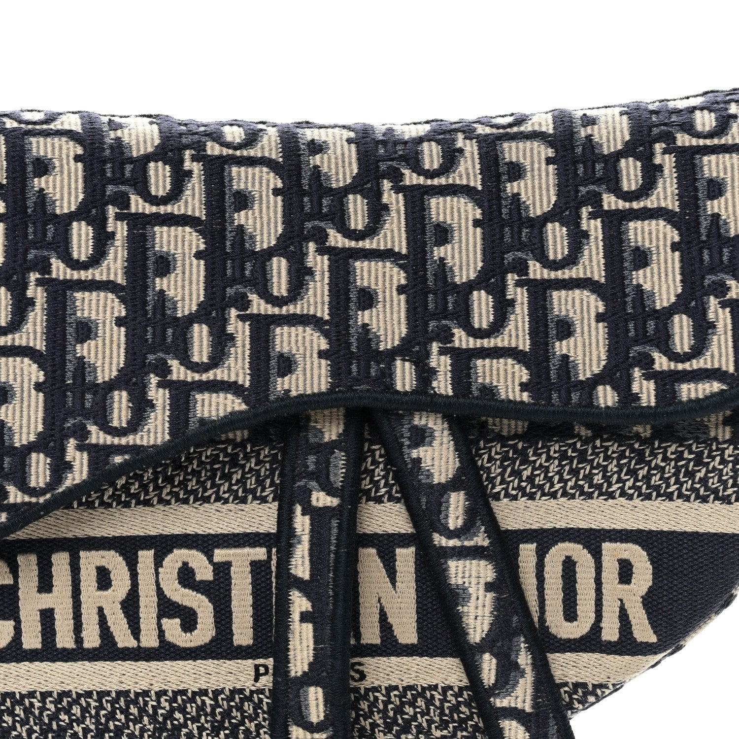 Christian Dior Oblique Embroidered Saddle Bag Blue