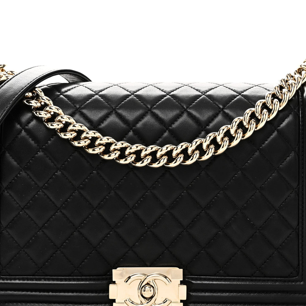 Chanel Lambskin Quilted New Medium Boy Flap Black