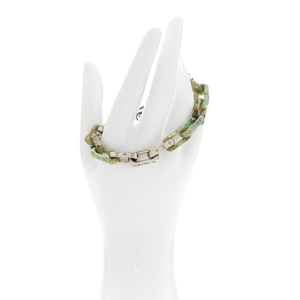 Louis Vuitton Metal Resin Monogram Chain Bracelet  Silver
