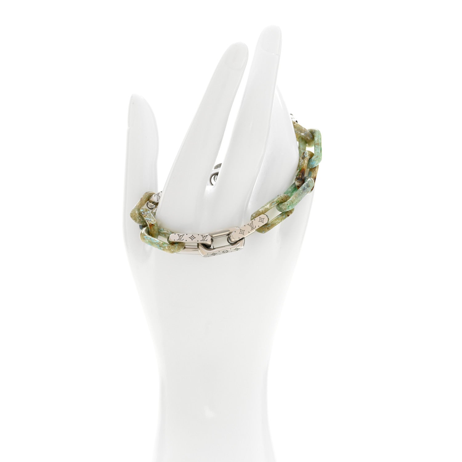 Louis Vuitton Metal Resin Monogram Chain Bracelet  Silver