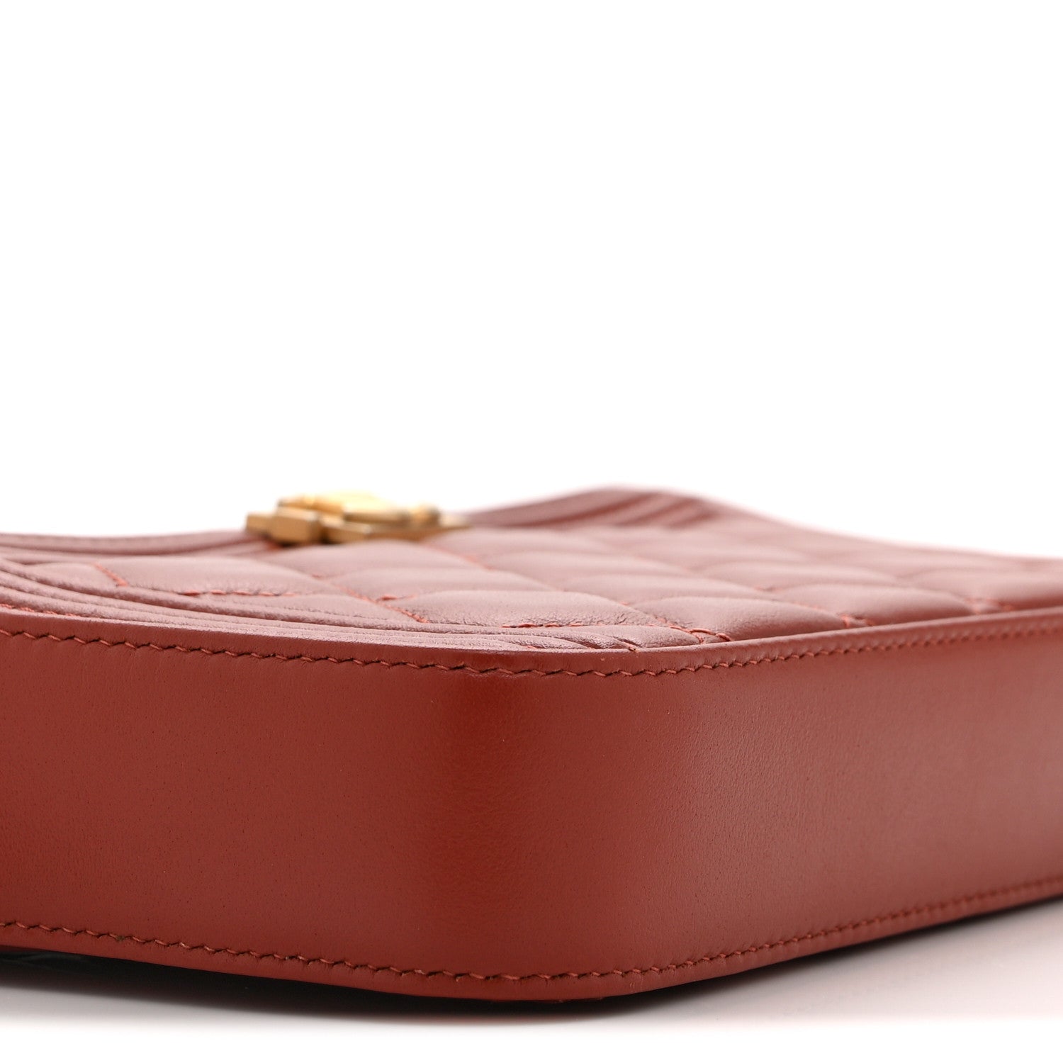 Chanel Lambskin Quilted Small Boy Clutch With Chain Orange