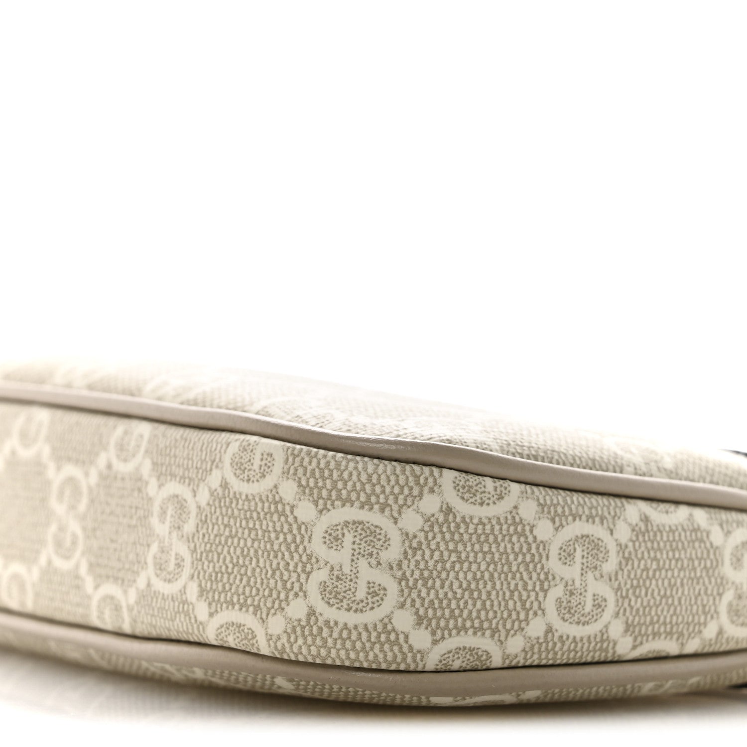 Gucci GG Supreme Monogram Textured Dollar Calfskin Web Mini Ophidia GG Handbag Beige Mystic White Oatmeal