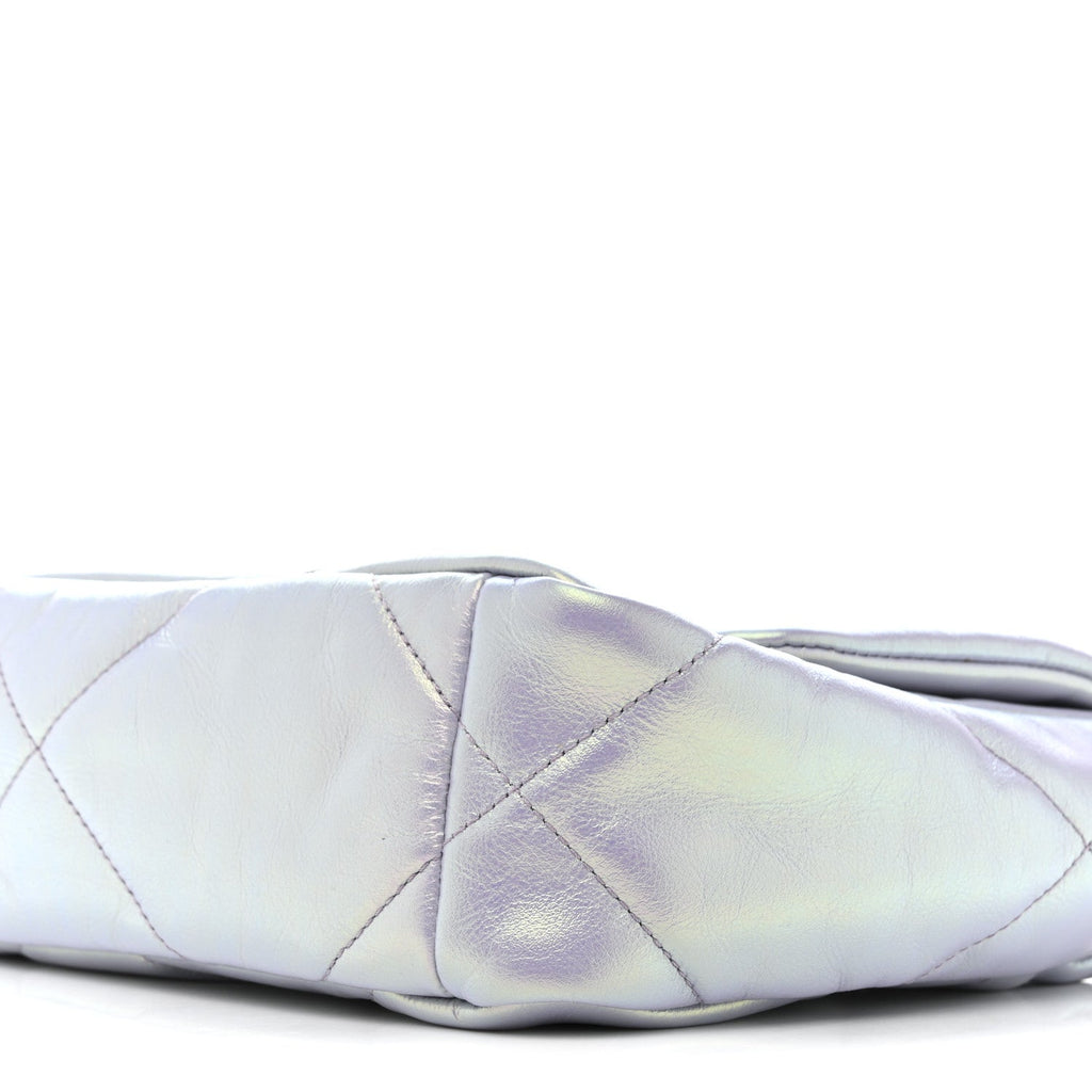 Chanel Iridescent Calfskin Quilted Medium Chanel 19 Flap Light Purple Blue