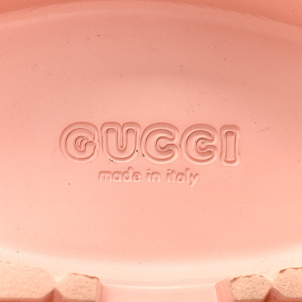 Gucci Rubber GG Monogram Perforated Elea Platform 55mm Lug Sole Sandals 41 Peachy Chic