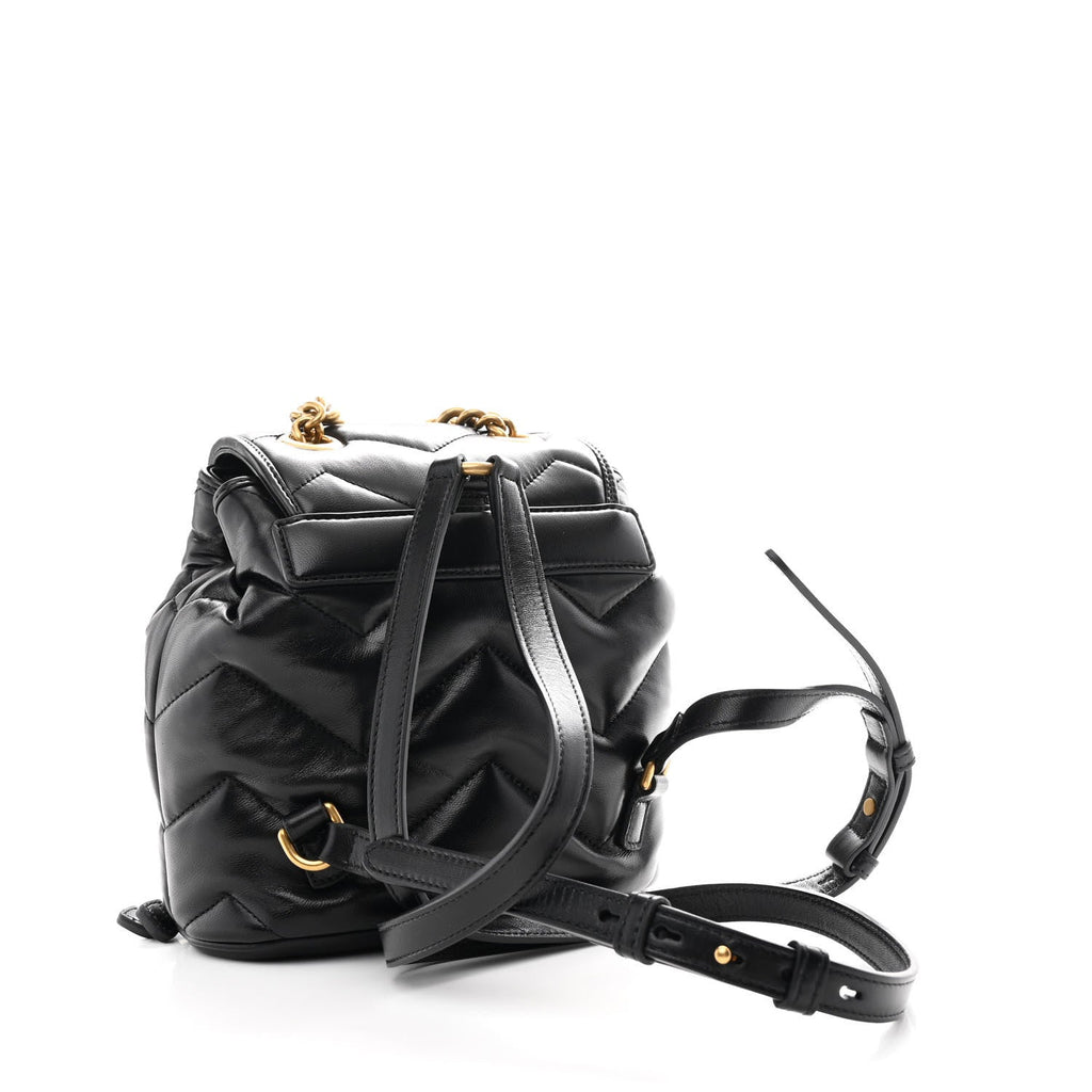 Gucci Nappa Chevron Matelasse GG Marmont Backpack Black