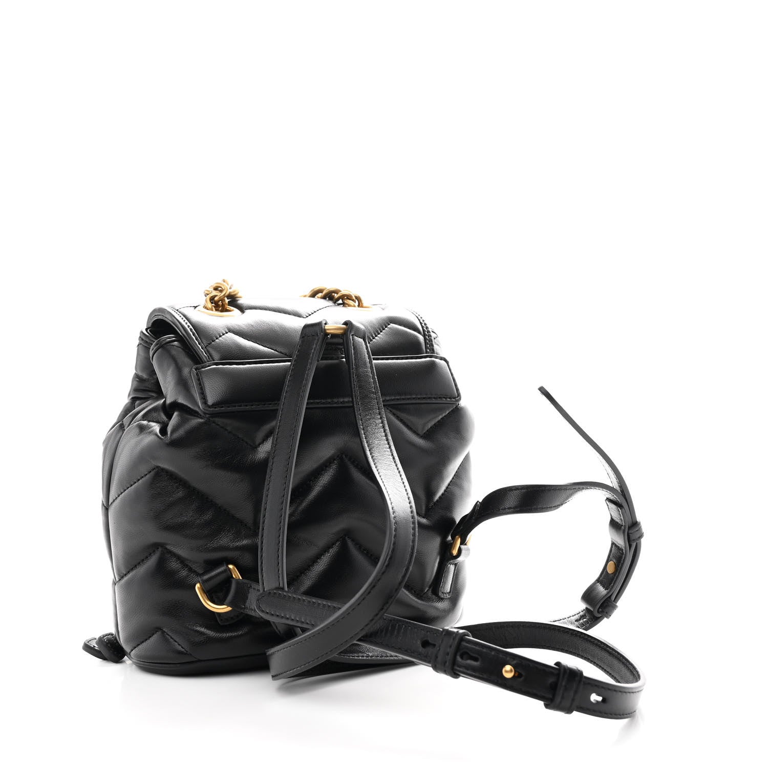 Gucci Nappa Chevron Matelasse GG Marmont Backpack Black