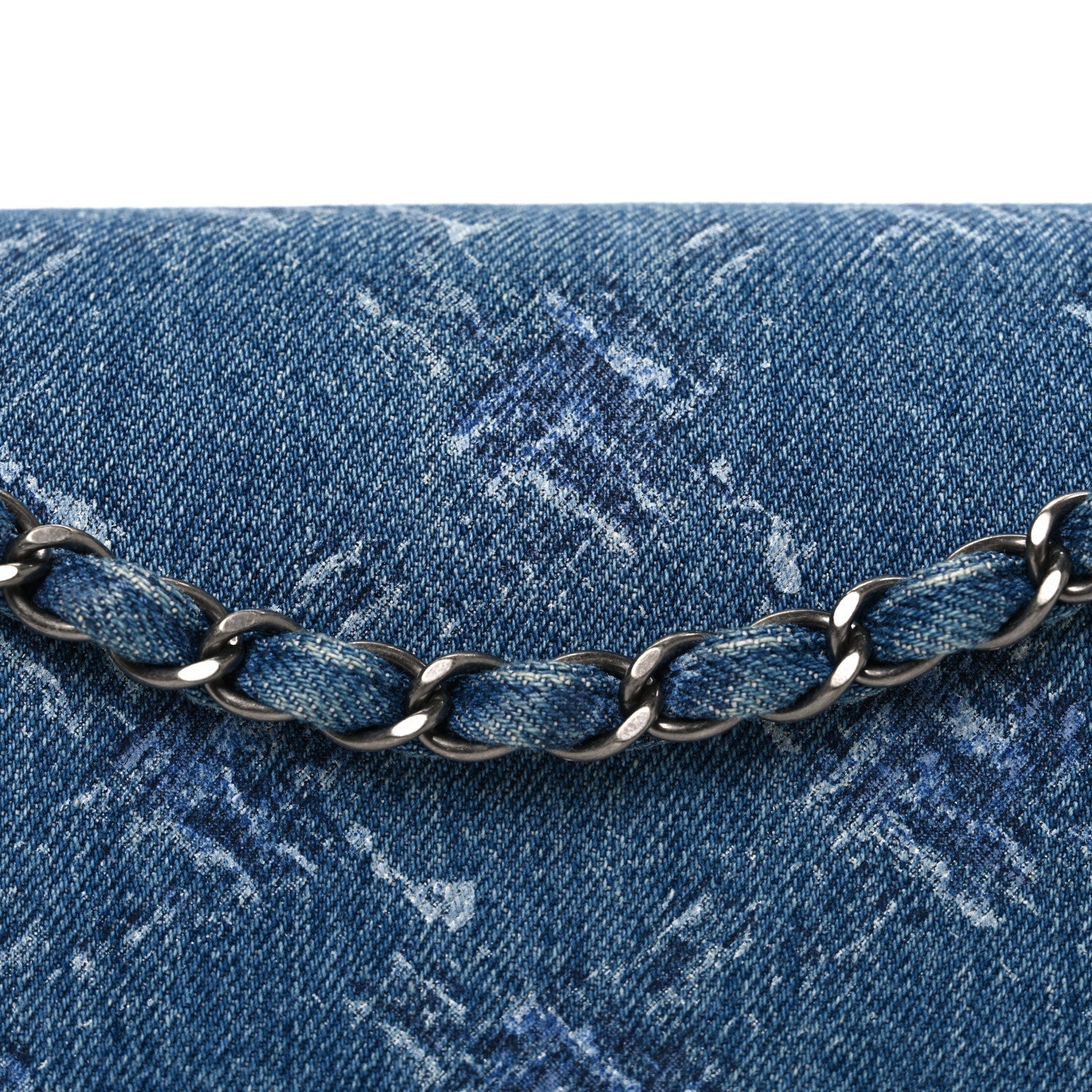 Chanel Denim Bleached Chain Medium Double Flap Blue