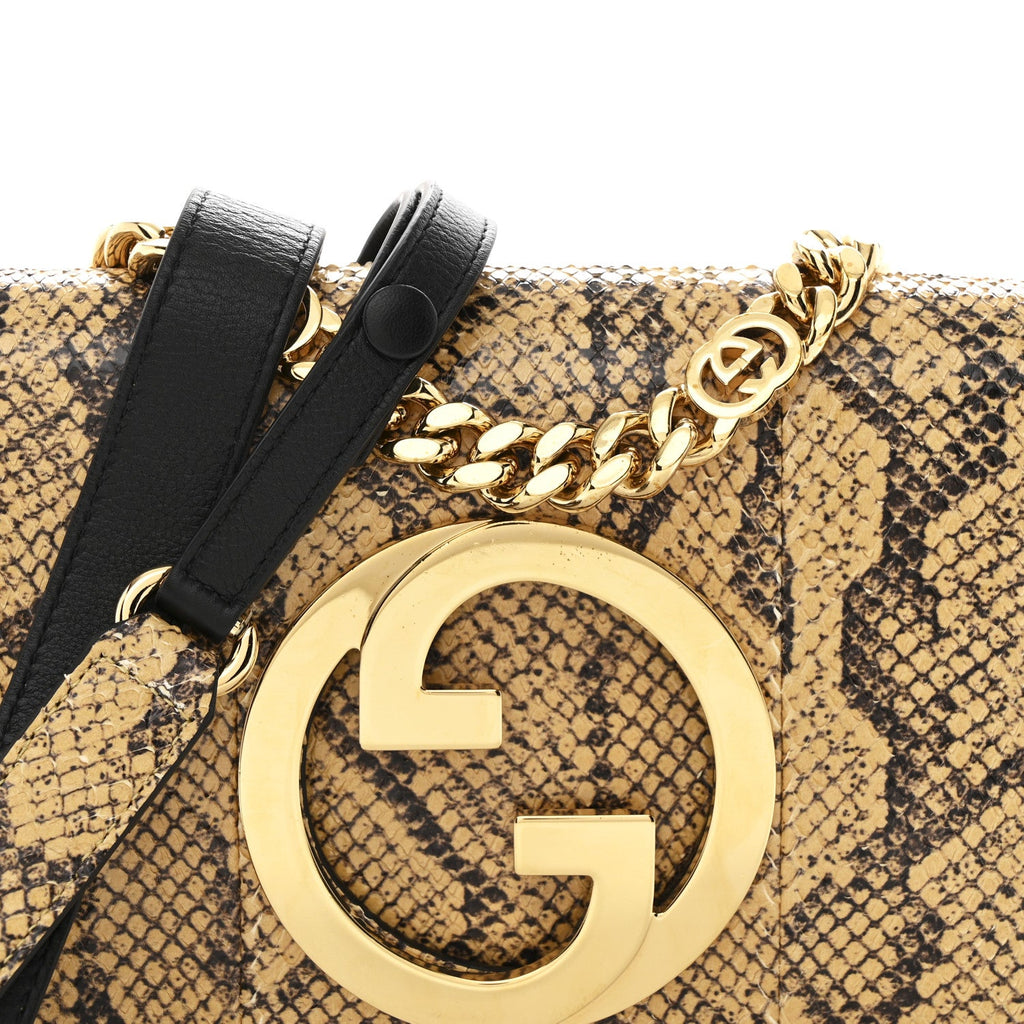 Gucci Roxy Snakeskin Blondie Chain Shoulder Flap Bag Roccia