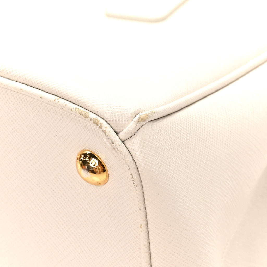 Prada Saffiano Lux Medium Galleria Double Zip Tote Talco