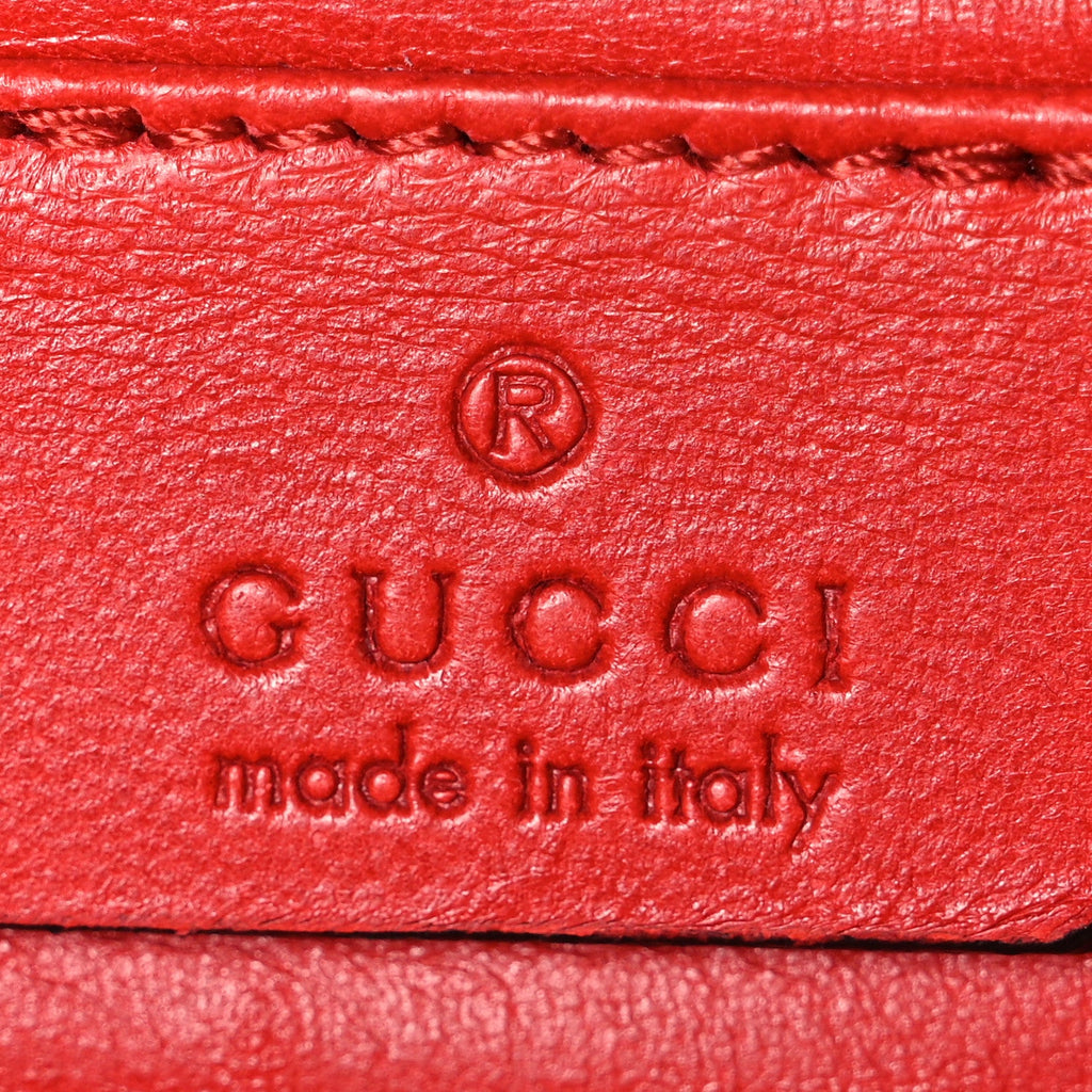 Gucci Patent Microguccissima Small Broadway Clutch Red