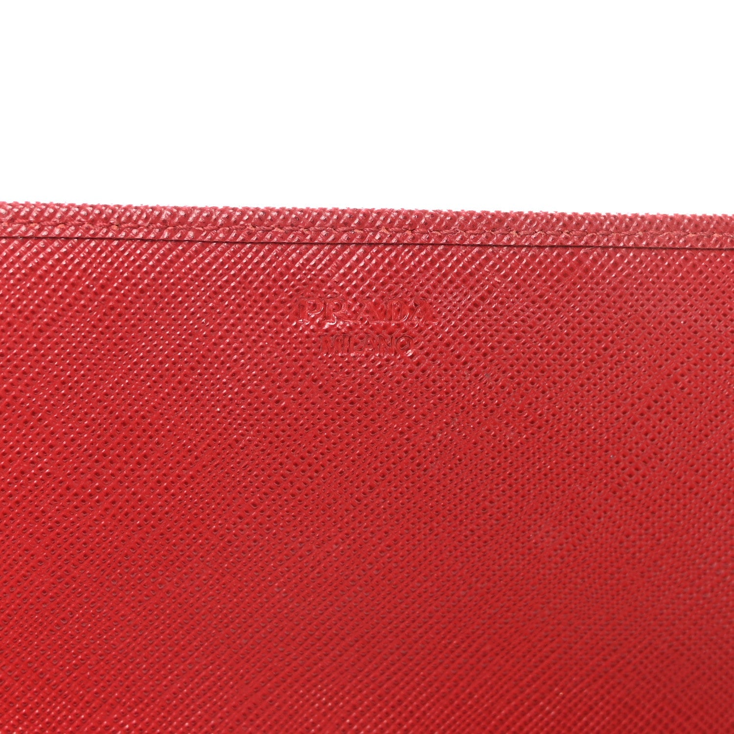Prada Saffiano Metal Oro Chain Wallet Fuoco