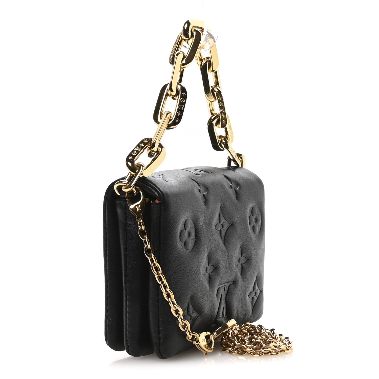 Louis Vuitton Lambskin Embossed Monogram Coussin Belt Bag Black