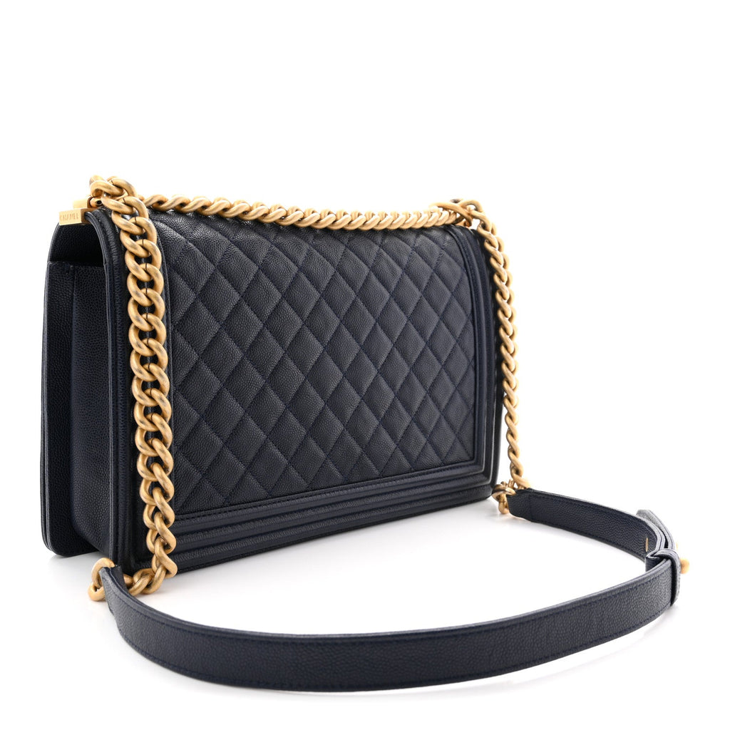 Chanel Caviar Quilted New Medium Boy Flap Blue