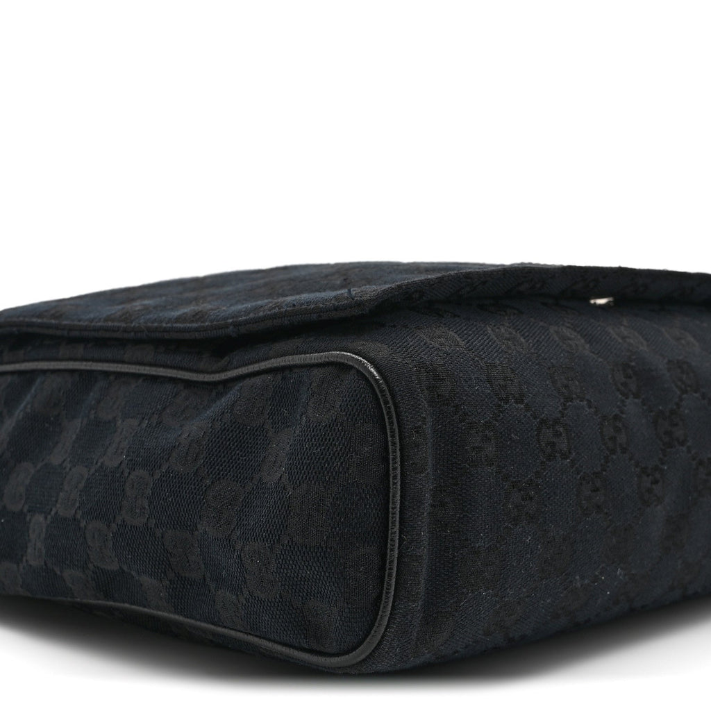 Gucci Monogram Small Flap Messenger Bag Black