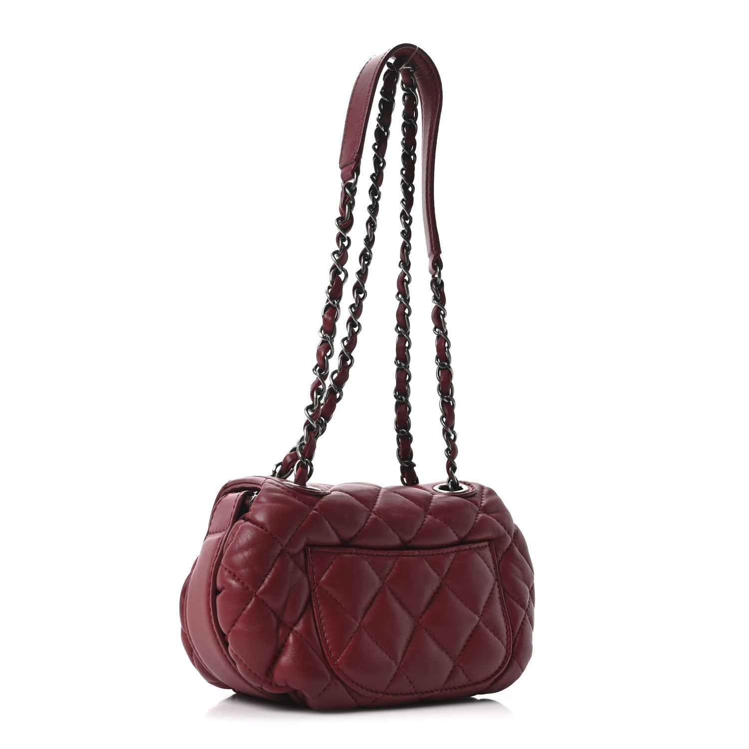 Chanel Lambskin Quilted Mini Round Flap Red