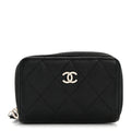 Caviar Quilted Zip Coin Purse Black