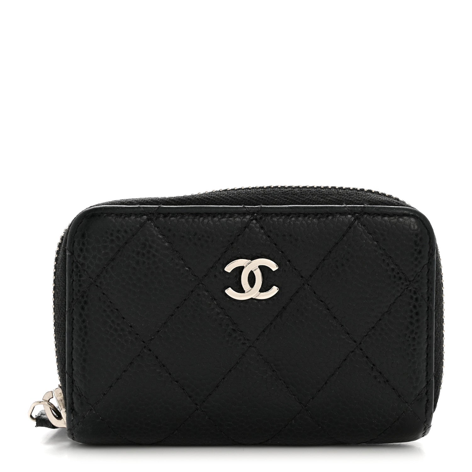 Caviar Quilted Zip Coin Purse Black