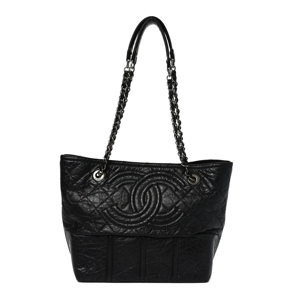 Chanel Aged Calfskin Small Shopping in Moscow Tote Black