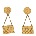 CC Quilted Flap Bag Drop Clip On Earrings Gold