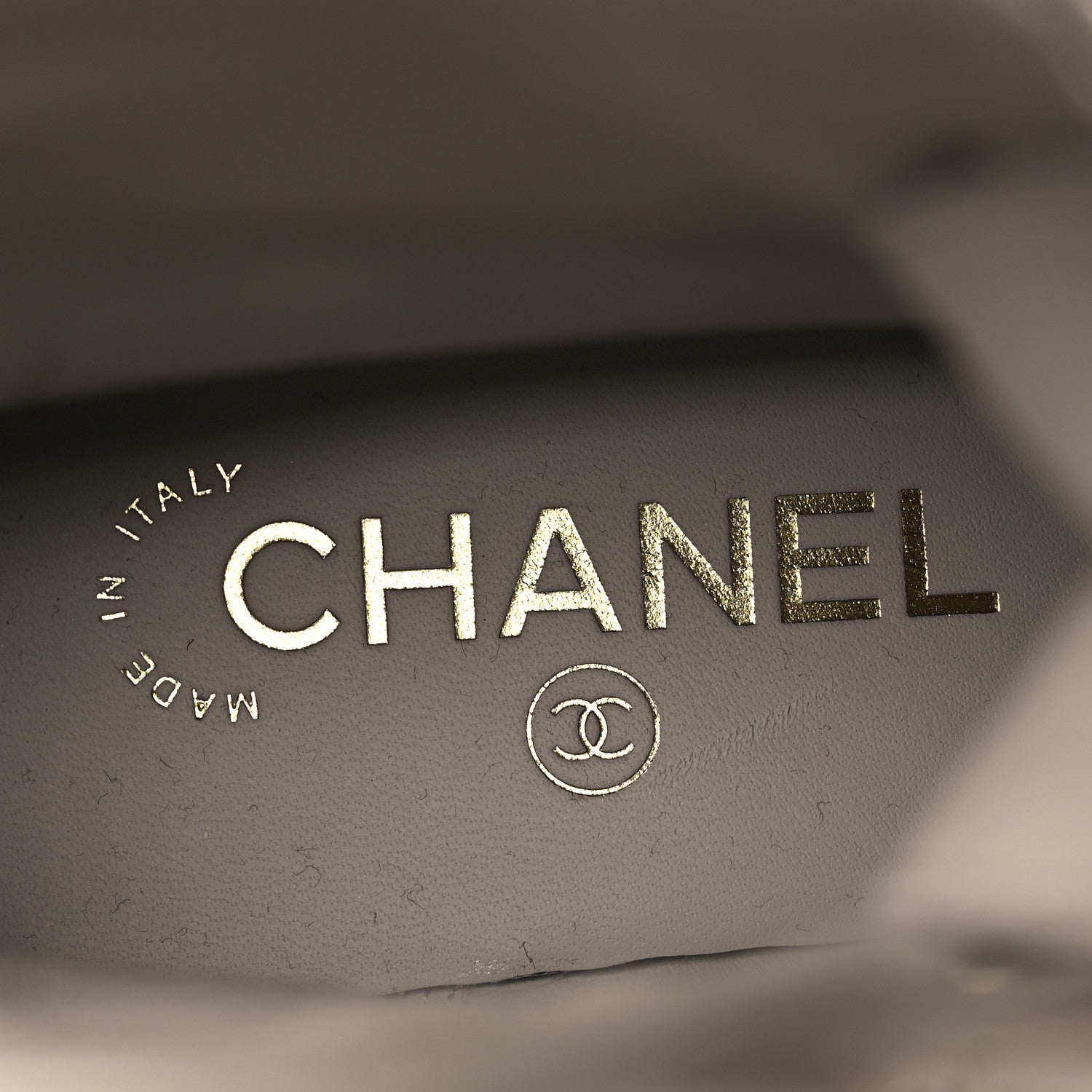 Chanel Shiny Goatskin Cap Toe Combat Boots 39 Gray Dark Gray