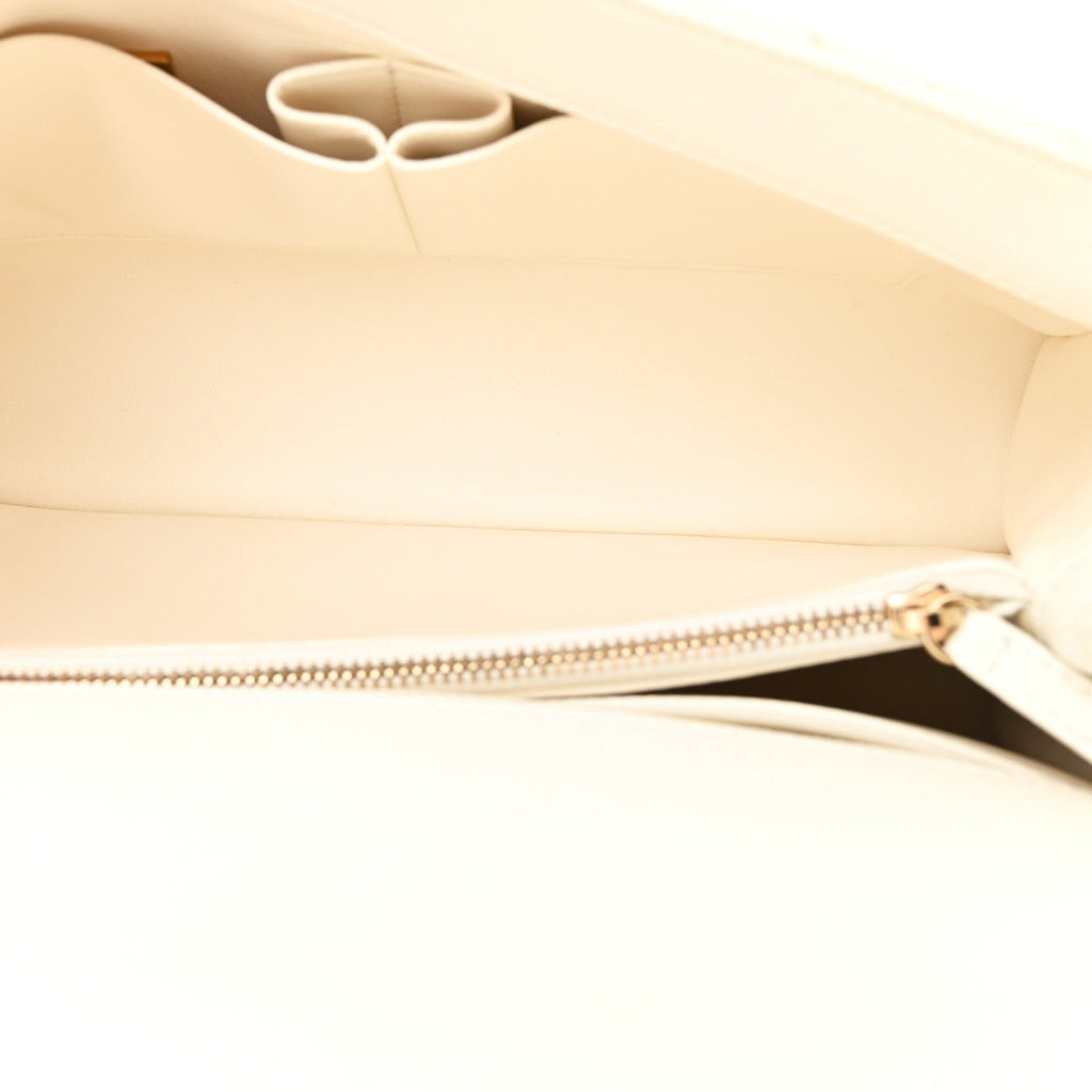 Chanel Caviar Quilted Small Coco Handle Flap White