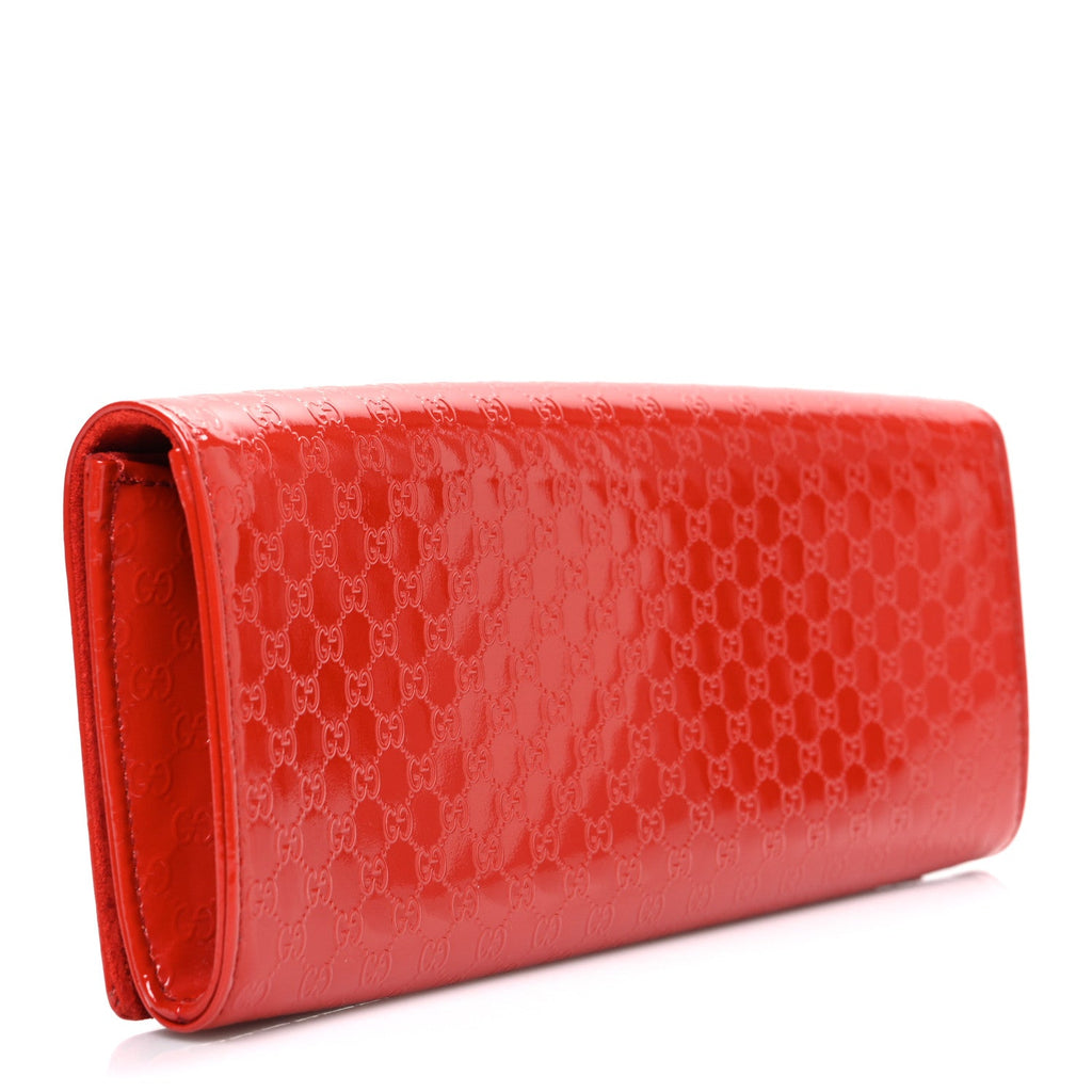 Gucci Patent Microguccissima Small Broadway Clutch Red