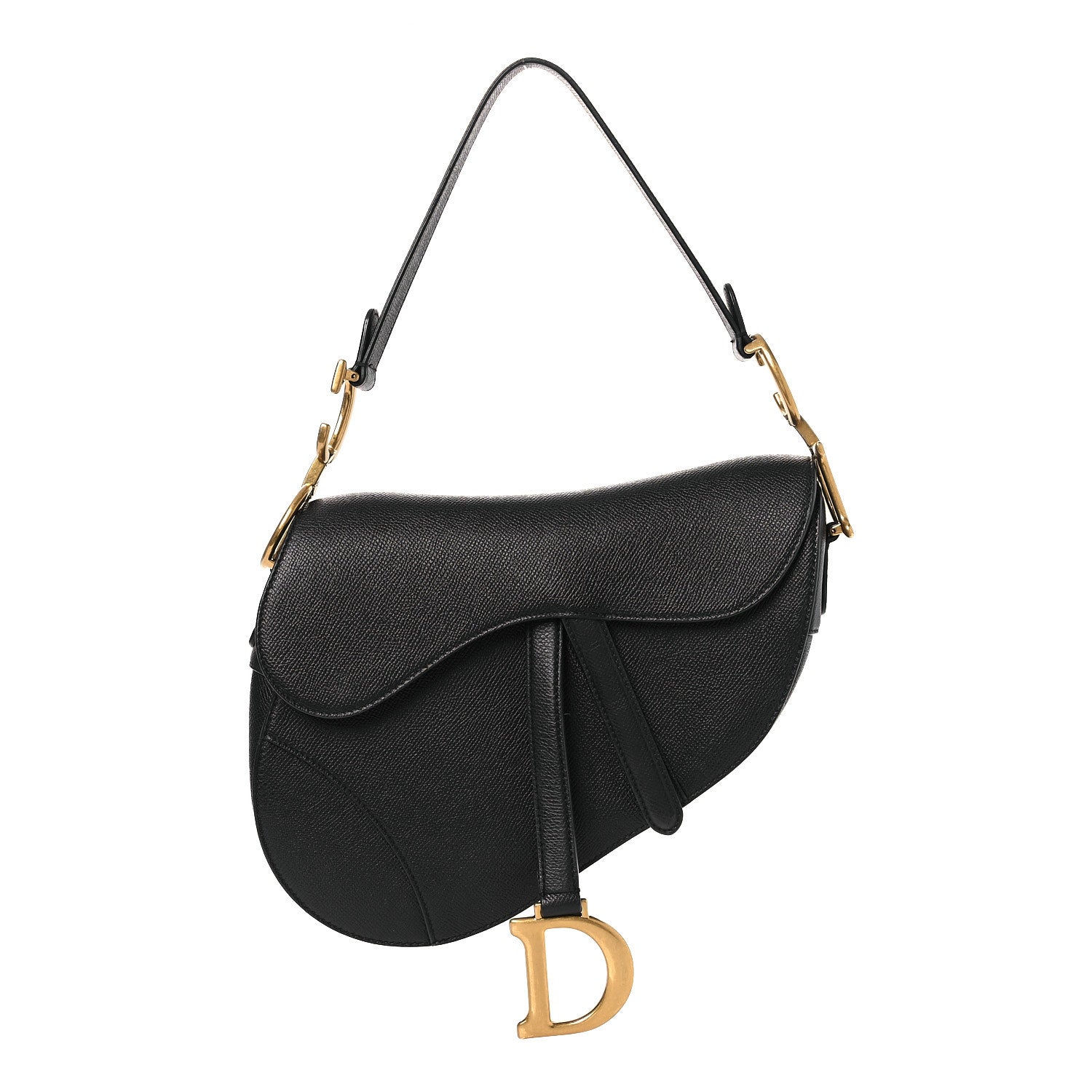 Christian Dior Grained Calfskin Saddle Bag Black