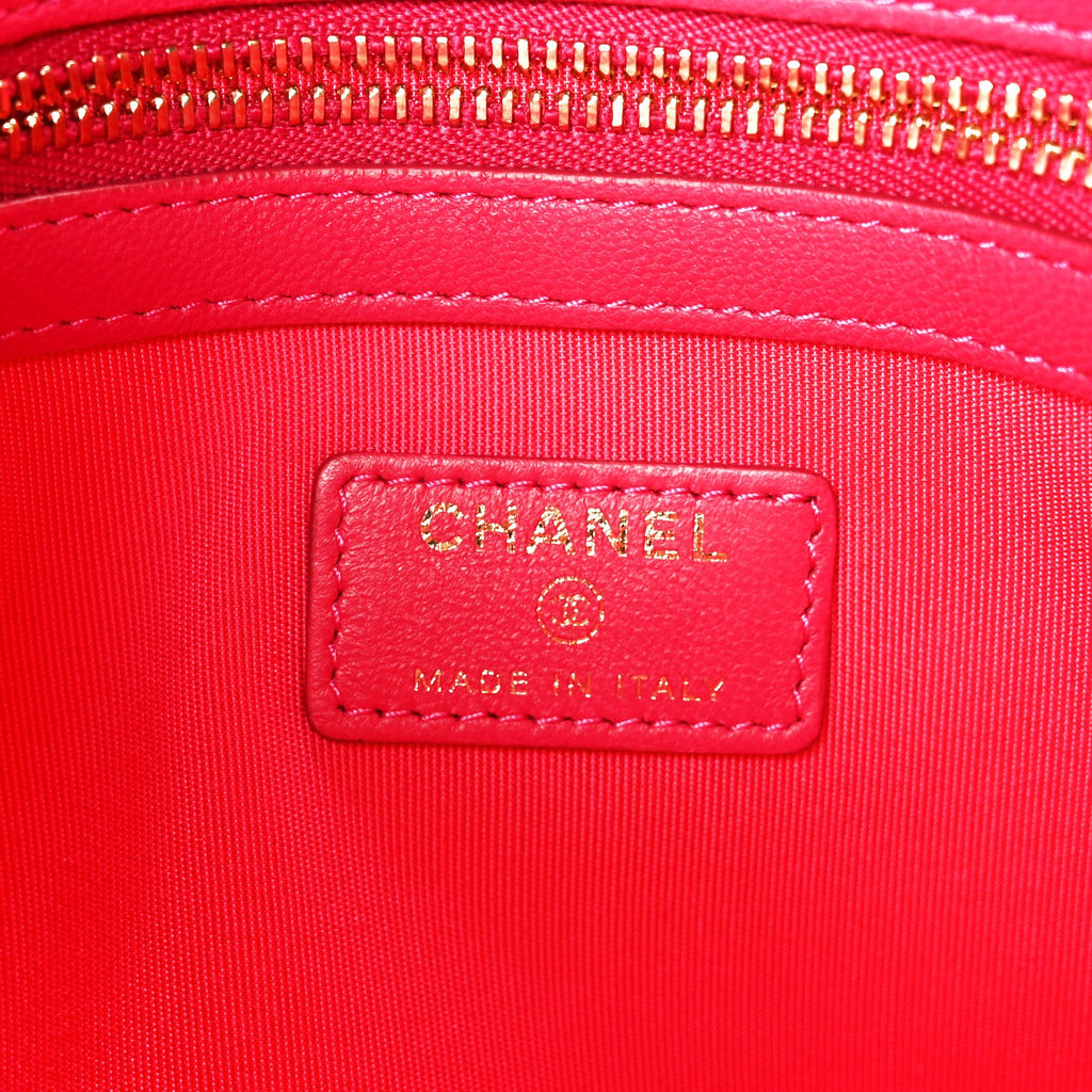 Lambskin Quilted Medium Cosmetic Case Pink