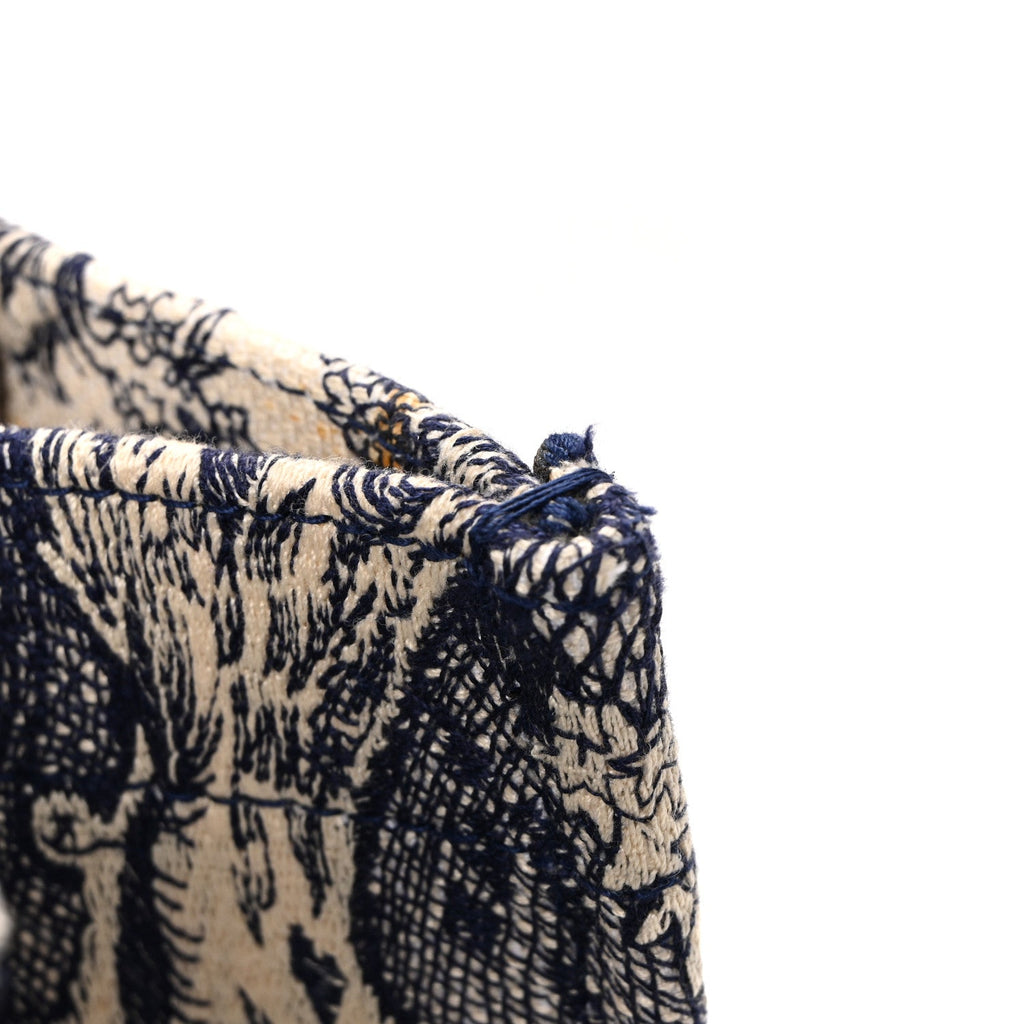 Christian Dior Canvas Embroidered Medium Dioriviera Toile De Jouy Book Tote Blue