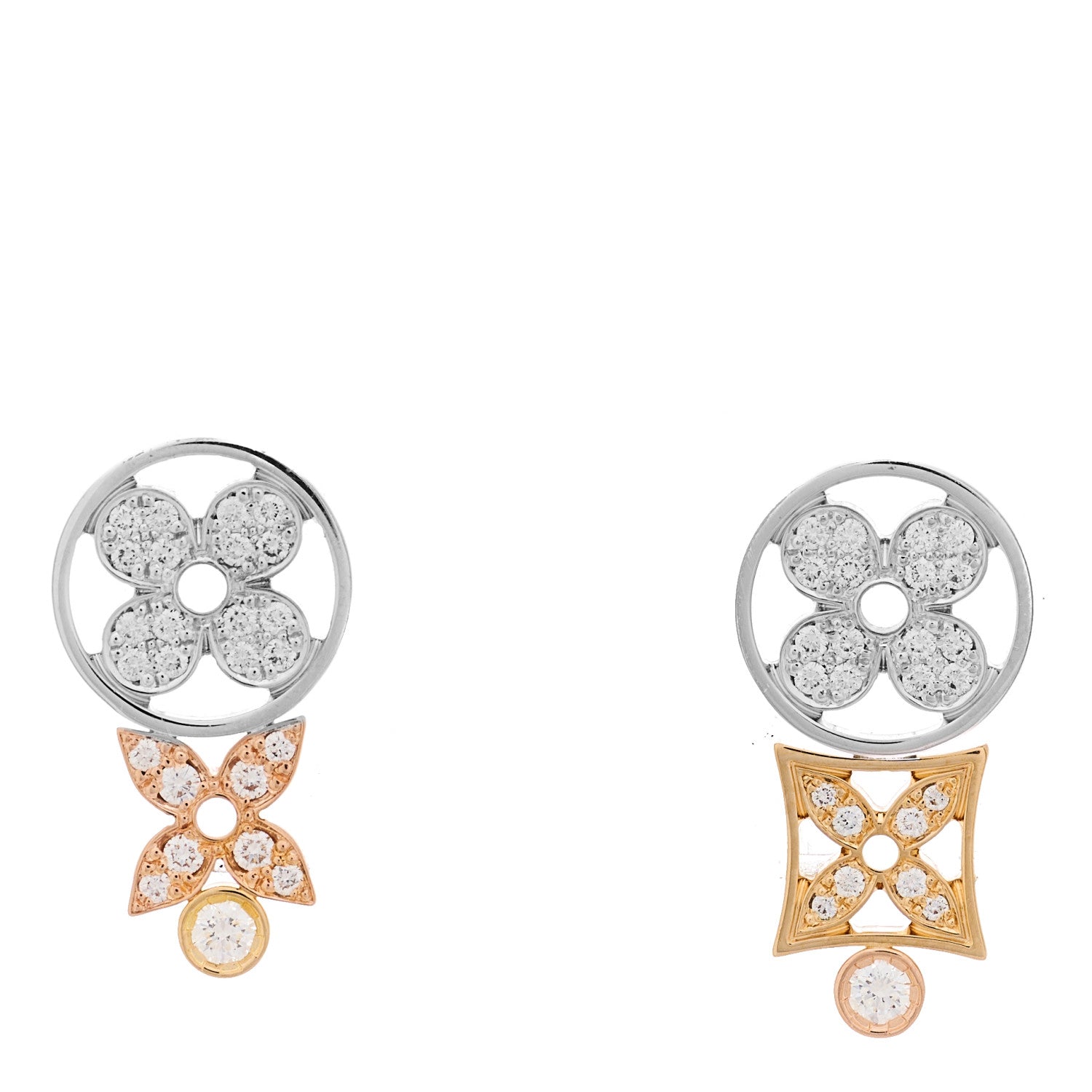 Louis Vuitton 18K Rose White Gold Diamond Idylle Blossom Earrings