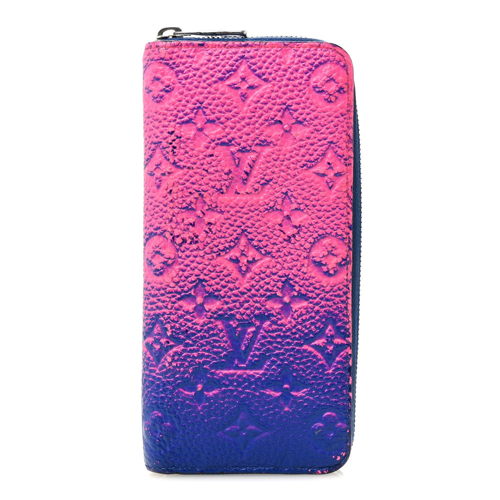 Louis Vuitton Taurillon Illusion Zippy Vertical Wallet Bleu Rose