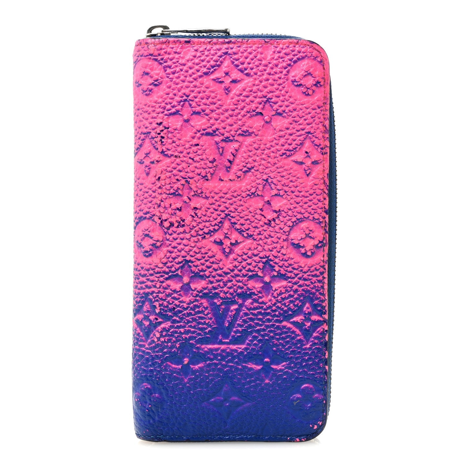 Louis Vuitton Taurillon Illusion Zippy Vertical Wallet Bleu Rose