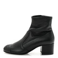 Chanel Stretch Lambskin Cap Toe CC Short Boots 35 Black